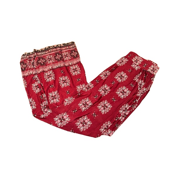 lildy Pants - Lildy | Maroon Stretchy Flare Pants | Size L/XL